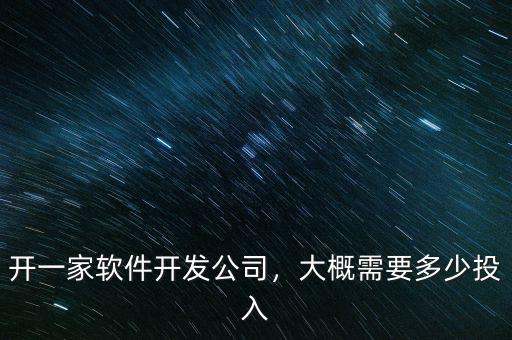 開(kāi)一家軟件開(kāi)發(fā)公司，大概需要多少投入