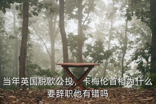 當年英國脫歐公投，卡梅倫首相為什么要辭職他有錯嗎