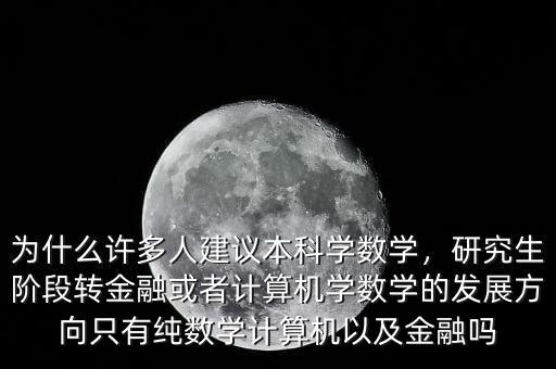 為什么許多人建議本科學數(shù)學，研究生階段轉(zhuǎn)金融或者計算機學數(shù)學的發(fā)展方向只有純數(shù)學計算機以及金融嗎