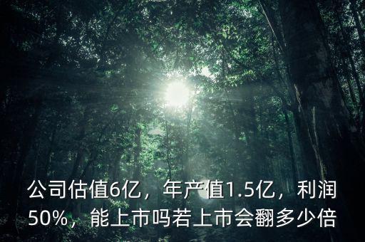 公司估值6億，年產(chǎn)值1.5億，利潤50%，能上市嗎若上市會翻多少倍