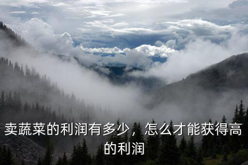 賣蔬菜的利潤有多少，怎么才能獲得高的利潤