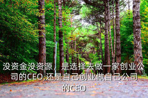 沒資金沒資源，是選擇去做一家創(chuàng)業(yè)公司的CEO,還是自己創(chuàng)業(yè)做自己公司的CEO