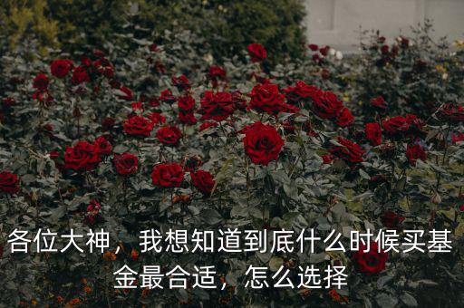 各位大神，我想知道到底什么時候買基金最合適，怎么選擇