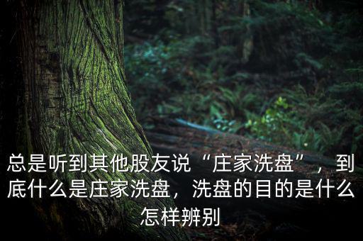 什么情況下莊家洗盤(pán),洗盤(pán)的目的是什么