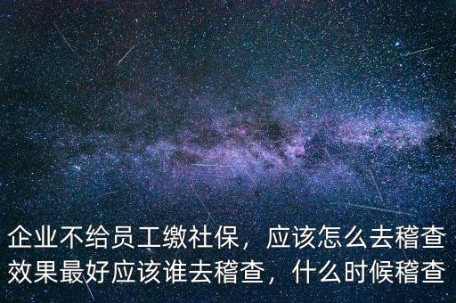 企業(yè)不給員工繳社保，應(yīng)該怎么去稽查效果最好應(yīng)該誰去稽查，什么時候稽查