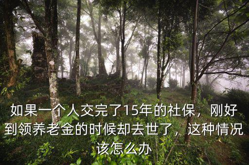 如果一個(gè)人交完了15年的社保，剛好到領(lǐng)養(yǎng)老金的時(shí)候卻去世了，這種情況該怎么辦