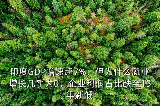 印度GDP增速超7%，但為什么就業(yè)增長幾乎為0，企業(yè)利潤占比跌至15年新低