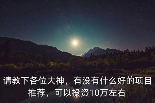請教下各位大神，有沒有什么好的項目推薦，可以投資10萬左右