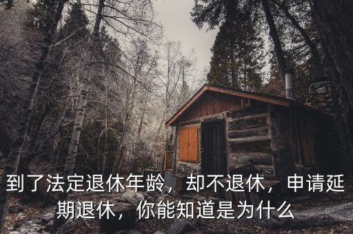 到了法定退休年齡，卻不退休，申請延期退休，你能知道是為什么