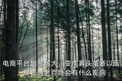電商平臺越做越大，變成寡頭壟斷以后，對普通老百姓會有什么影響