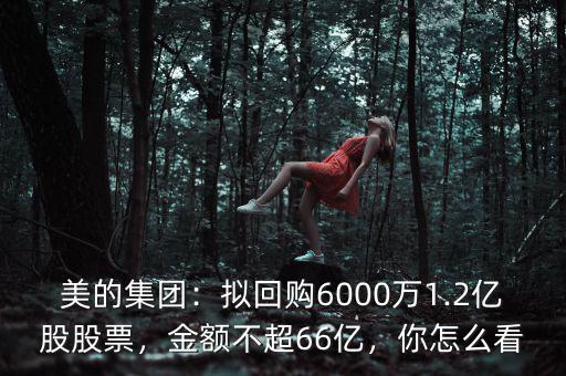 美的集團：擬回購6000萬1.2億股股票，金額不超66億，你怎么看