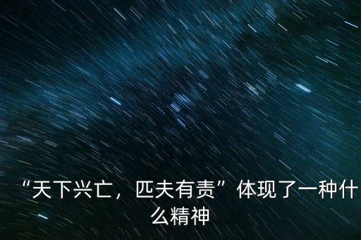 “天下興亡，匹夫有責(zé)”體現(xiàn)了一種什么精神