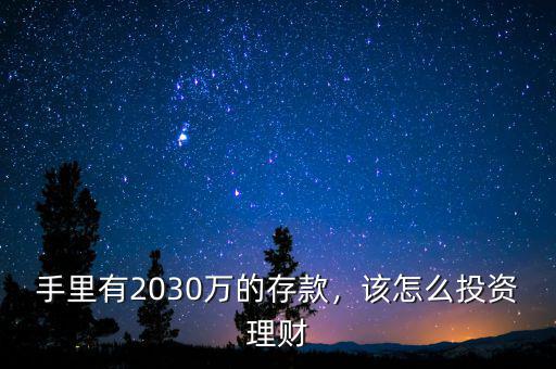手里有2030萬的存款，該怎么投資理財(cái)