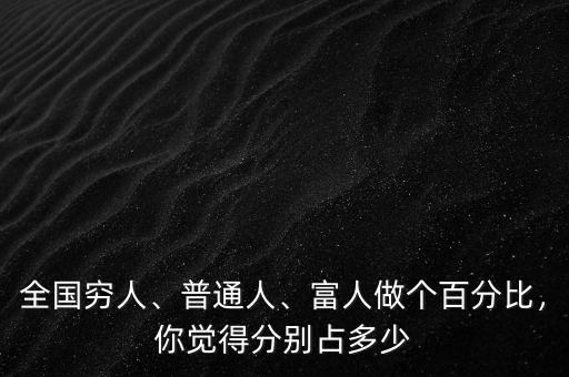 全國窮人、普通人、富人做個百分比，你覺得分別占多少