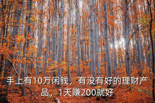 手上有10萬閑錢，有沒有好的理財產(chǎn)品，1天賺200就好