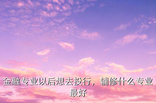 金融專業(yè)以后想去投行，輔修什么專業(yè)最好