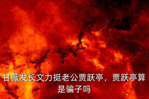 為什么說(shuō)賈躍亭玩政治,賈躍亭算是騙子嗎
