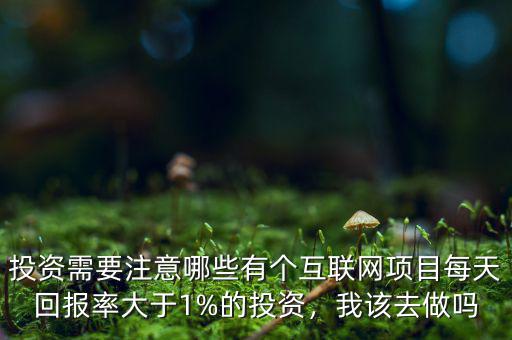 投資需要注意哪些有個互聯(lián)網(wǎng)項目每天回報率大于1%的投資，我該去做嗎