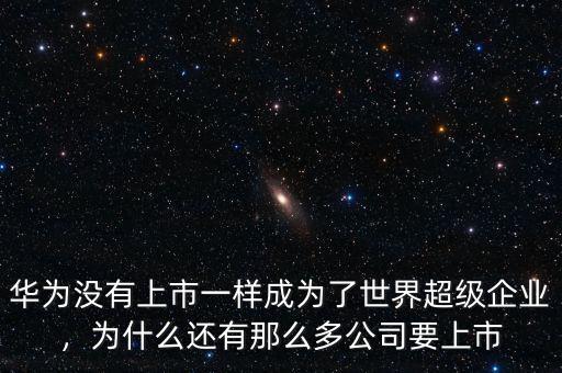 華為沒有上市一樣成為了世界超級(jí)企業(yè)，為什么還有那么多公司要上市