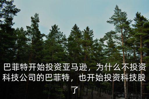 巴菲特開始投資亞馬遜，為什么不投資科技公司的巴菲特，也開始投資科技股了