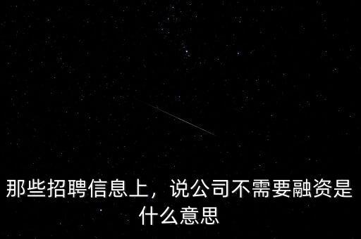 那些招聘信息上，說公司不需要融資是什么意思