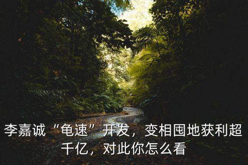 李嘉誠“龜速”開發(fā)，變相囤地獲利超千億，對(duì)此你怎么看