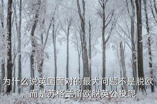 為什么說英國(guó)面對(duì)的最大問題不是脫歐，而是蘇格蘭留歐脫英公投呢