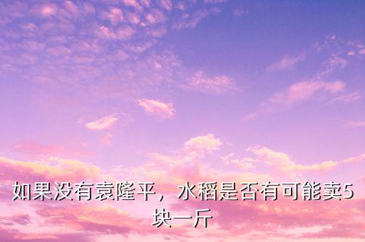 如果沒有袁隆平，水稻是否有可能賣5塊一斤