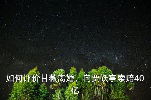如何評(píng)價(jià)甘薇離婚，向賈躍亭索賠40億