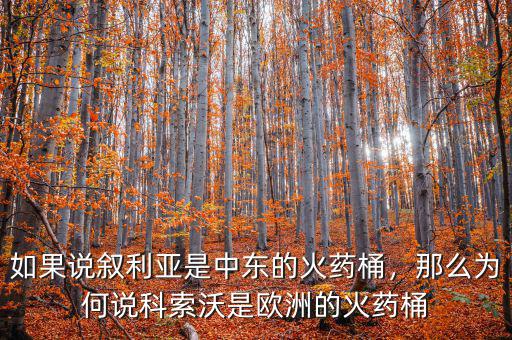 如果說敘利亞是中東的火藥桶，那么為何說科索沃是歐洲的火藥桶