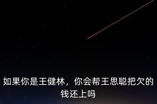 如果你是王健林，你會幫王思聰把欠的錢還上嗎