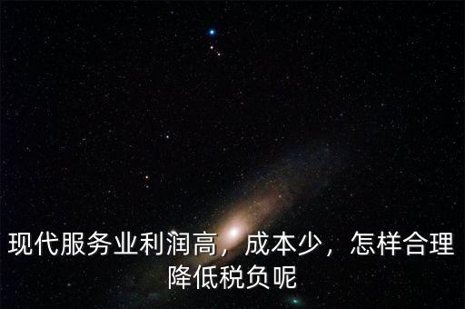 現(xiàn)代服務(wù)業(yè)利潤高，成本少，怎樣合理降低稅負(fù)呢