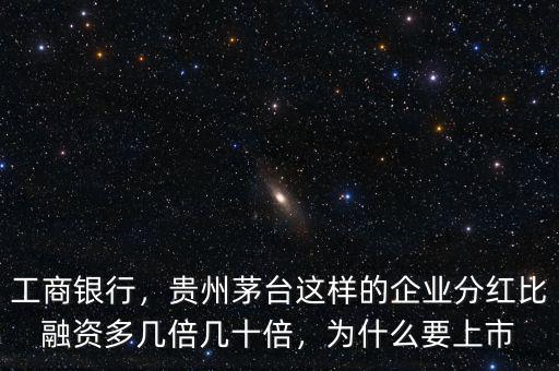 工商銀行，貴州茅臺(tái)這樣的企業(yè)分紅比融資多幾倍幾十倍，為什么要上市