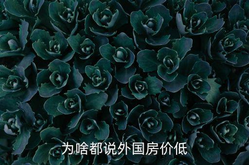 為啥都說(shuō)外國(guó)房?jī)r(jià)低