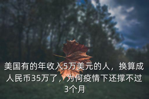 美國有的年收入5萬美元的人，換算成人民幣35萬了，為何疫情下還撐不過3個月