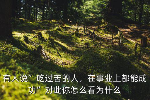 有人說”吃過苦的人，在事業(yè)上都能成功”對此你怎么看為什么