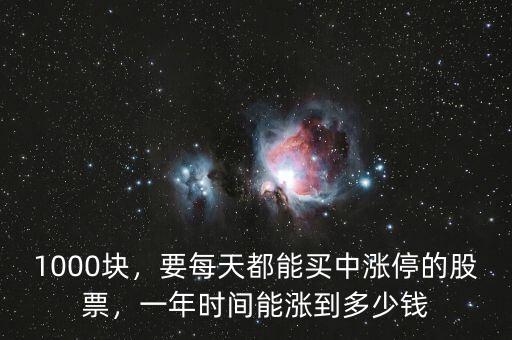 1000塊，要每天都能買中漲停的股票，一年時間能漲到多少錢