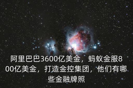 阿里巴巴3600億美金，螞蟻金服800億美金，打造金控集團(tuán)，他們有哪些金融牌照
