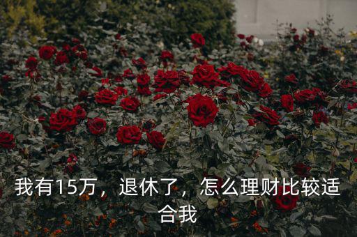 我有15萬，退休了，怎么理財(cái)比較適合我
