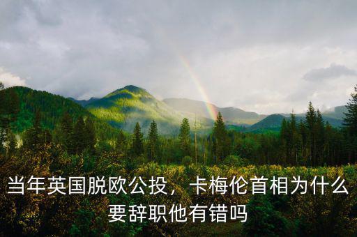 當(dāng)年英國脫歐公投，卡梅倫首相為什么要辭職他有錯(cuò)嗎