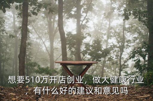 想要510萬開店創(chuàng)業(yè)，做大健康行業(yè)，有什么好的建議和意見嗎