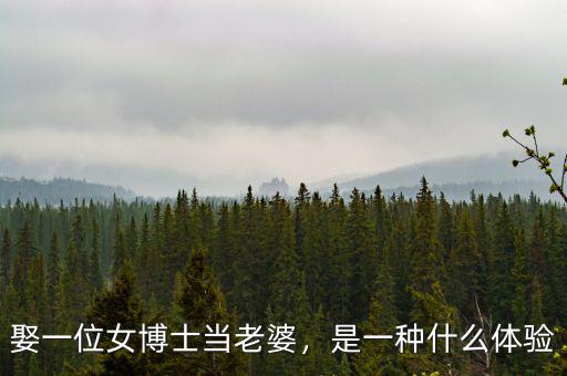 娶一位女博士當(dāng)老婆，是一種什么體驗(yàn)