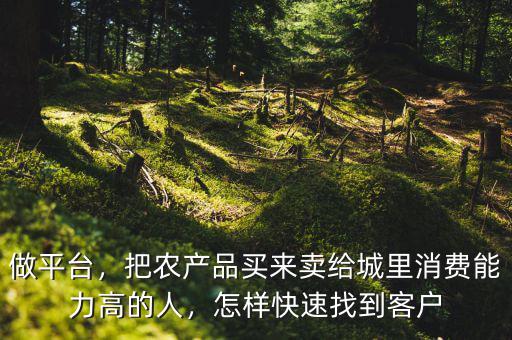 做平臺(tái)，把農(nóng)產(chǎn)品買來賣給城里消費(fèi)能力高的人，怎樣快速找到客戶