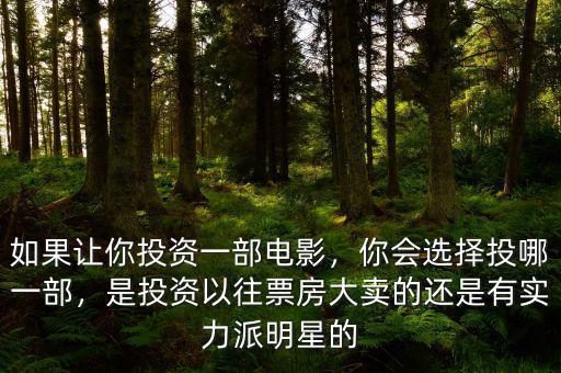 如果讓你投資一部電影，你會選擇投哪一部，是投資以往票房大賣的還是有實力派明星的