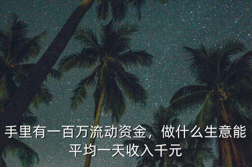 手里有一百萬流動(dòng)資金，做什么生意能平均一天收入千元