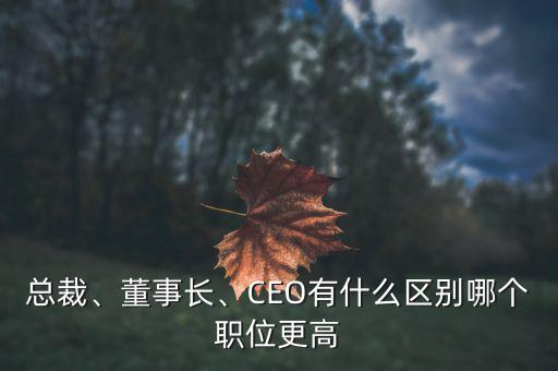 總裁、董事長、CEO有什么區(qū)別哪個職位更高