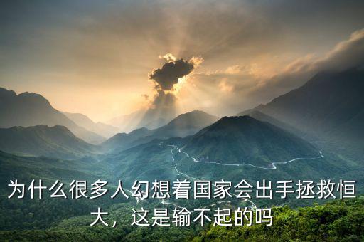 為什么很多人幻想著國(guó)家會(huì)出手拯救恒大，這是輸不起的嗎
