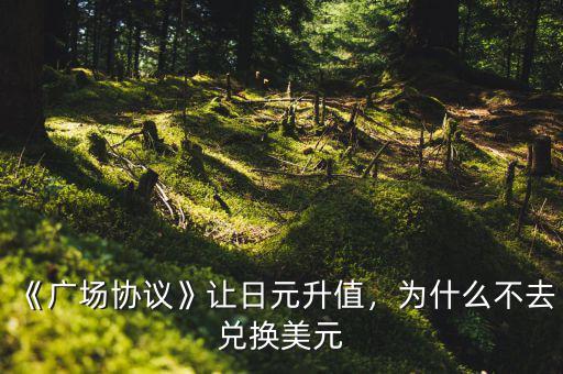《廣場協(xié)議》讓日元升值，為什么不去兌換美元