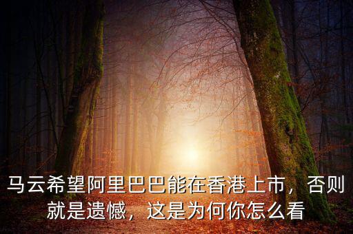 馬云希望阿里巴巴能在香港上市，否則就是遺憾，這是為何你怎么看