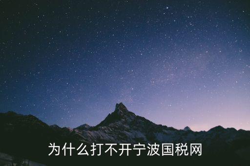 為什么打不開(kāi)寧波國(guó)稅網(wǎng)